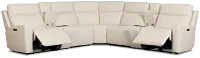 Flexsteel Sterling Ivory Lthr/vinyl Large Dual Power Reclining Two-arm Sectional