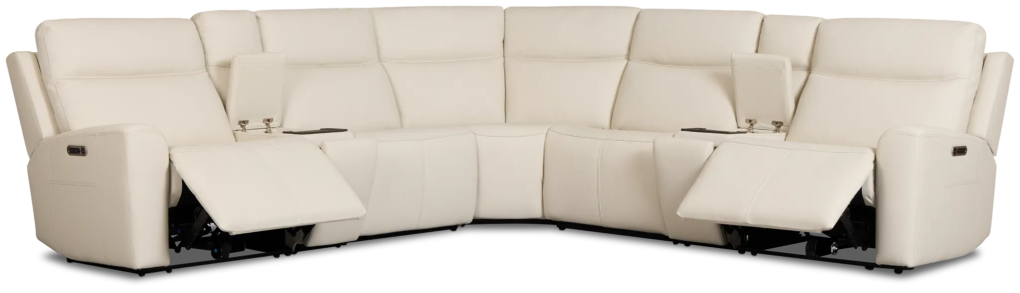 Flexsteel Sterling Ivory Lthr/vinyl Large Dual Power Reclining Two-arm Sectional