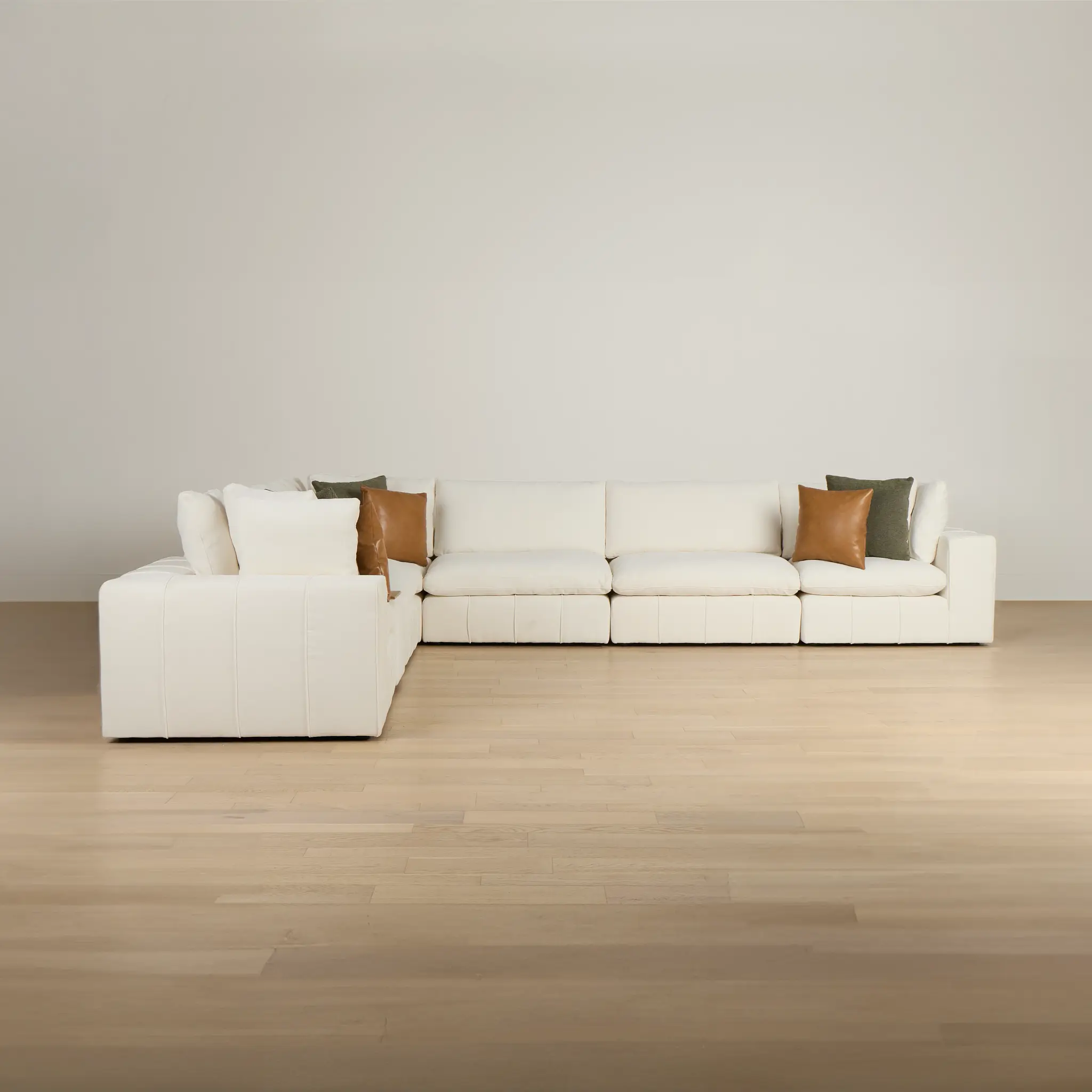 Cruz White Fabric 6-piece Modular Sectional With Console Cruz White Fabric 6-piece Modular Sectional With Console