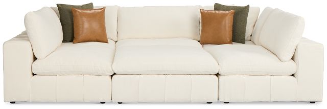 Cruz White Fabric 6-piece Pit Sectional