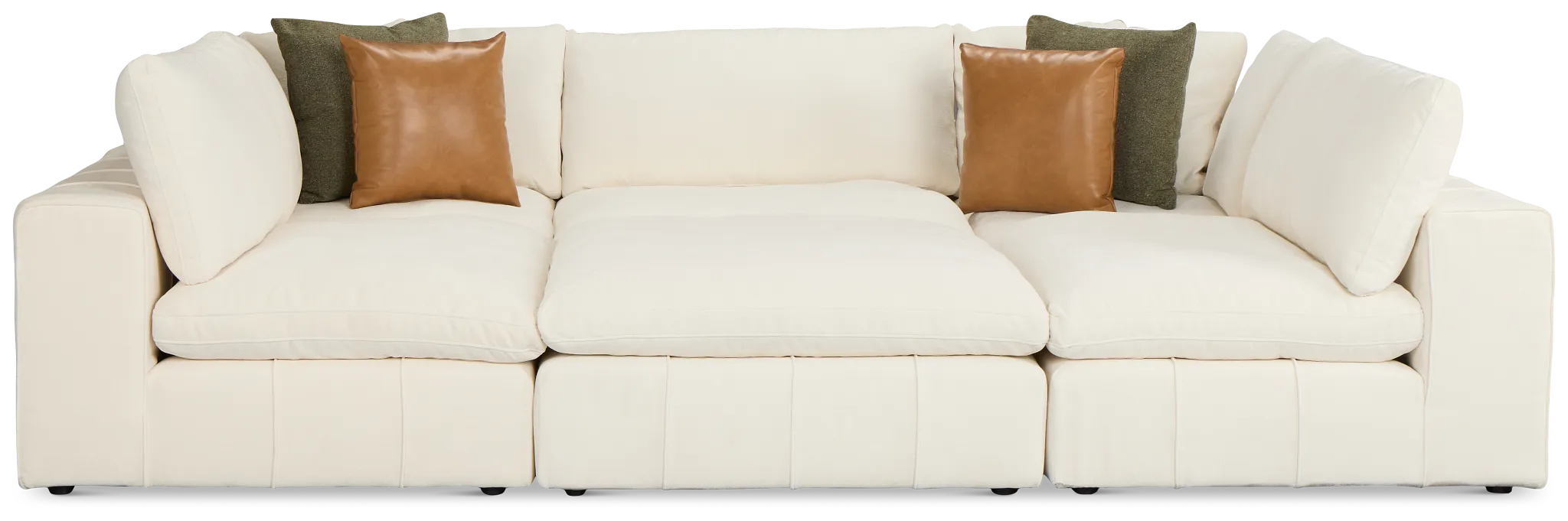 Cruz White Fabric 6-piece Pit Sectional