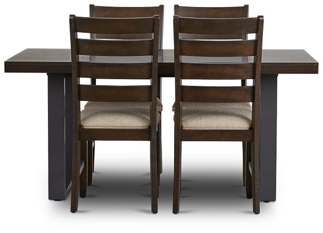 Sawyer Dark Tone Rect Table & 4 Wood Chairs (4)