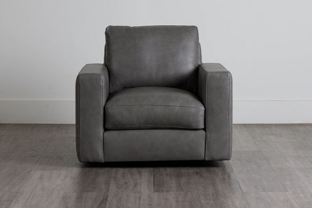 Dawkins Gray Leather Swivel Chair