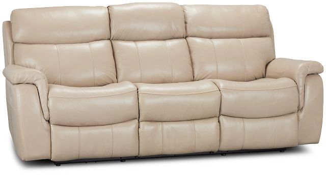 Graham Light Beige Lthr/vinyl Power Reclining Sofa