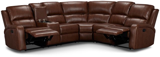 Arden Dark Brown Micro Medium Dual Reclining Sectional With Left Console