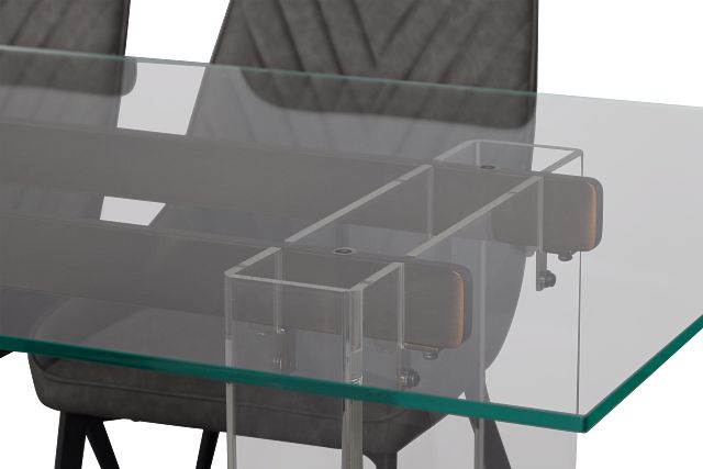 Avondale Glass Rect Table With 6 Upholstered Side Chairs