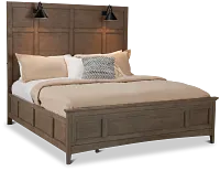 Heron Cove Light Tone Panel Bed With Lights