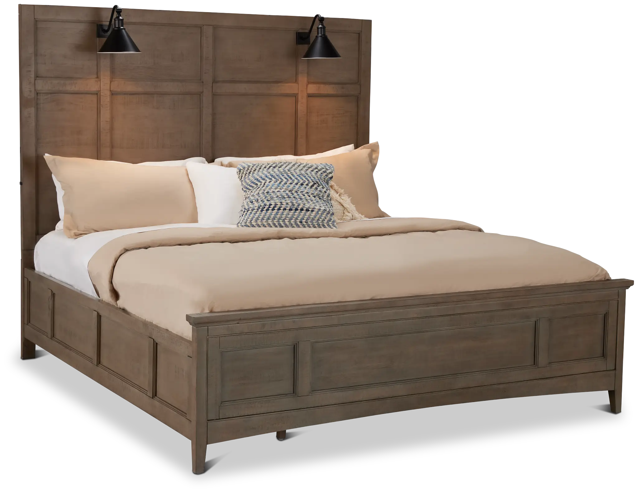 Heron Cove Light Tone Panel Bed With Lights Heron Cove Light Tone Panel Bed With Lights