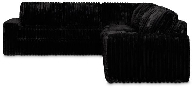 Teddy Black Fabric Medium Two-arm Sectional