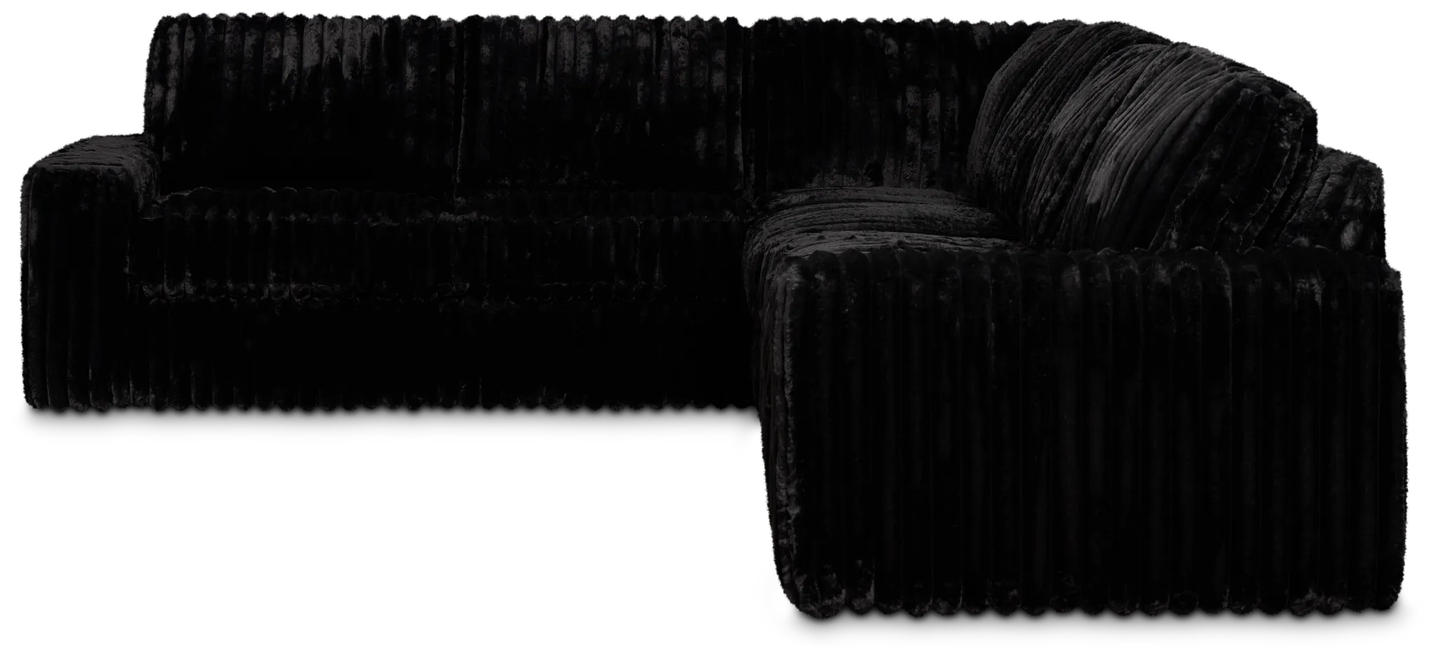 Teddy Black Fabric Medium Two-arm Sectional
