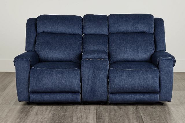 blue reclining love seat