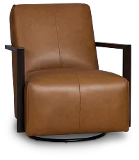 Lucas Dark Brown Leather Swivel Rocker Glider
