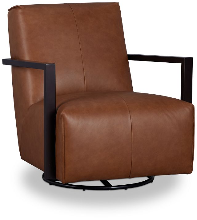 Lucas Dark Brown Leather Swivel Rocker Glider