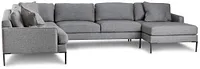 Morgan Dark Gray Fabric Medium Right Chaise Sectional W/ Metal Legs