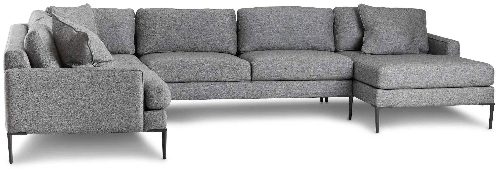 Morgan Dark Gray Fabric Medium Right Chaise Sectional W/ Metal Legs Morgan Dark Gray Fabric Medium Right Chaise Sectional W/ Metal Legs