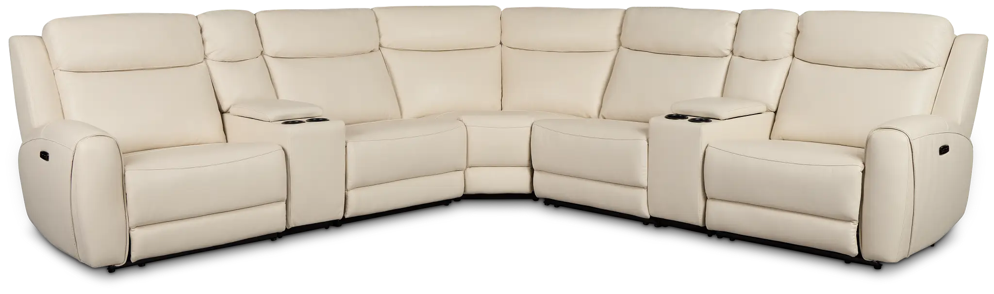 Walker Ivory Lthr/vinyl Large Triple Power Reclining Two-arm Sectional Walker Ivory Lthr/vinyl Large Triple Power Reclining Two-arm Sectional