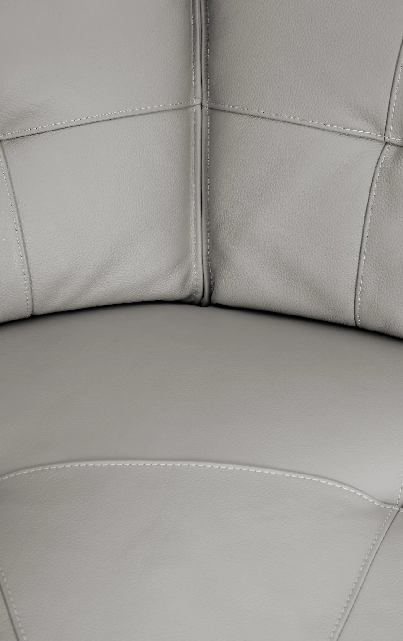 Reva Gray Leather Small Triple Power Reclining Two-arm Sectional