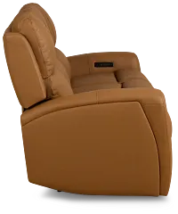 Summit Light Brown Lthr/vinyl Power Reclining Sofa W/ Power Headrest