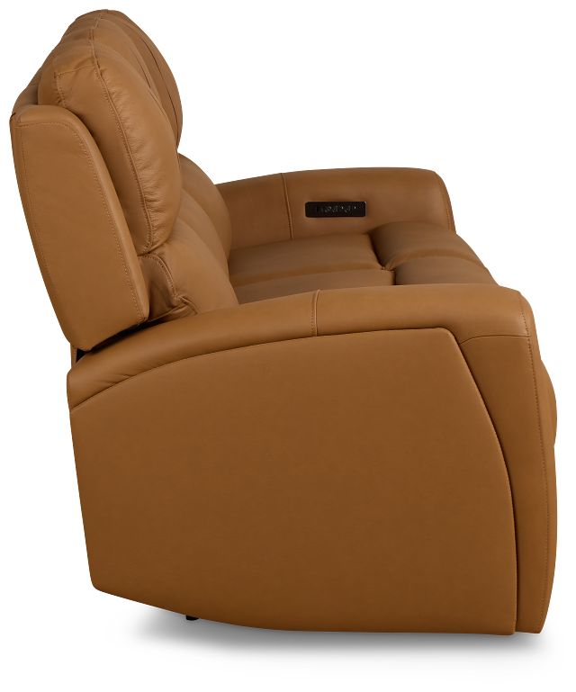 Summit Light Brown Lthr/vinyl Power Reclining Sofa W/ Power Headrest
