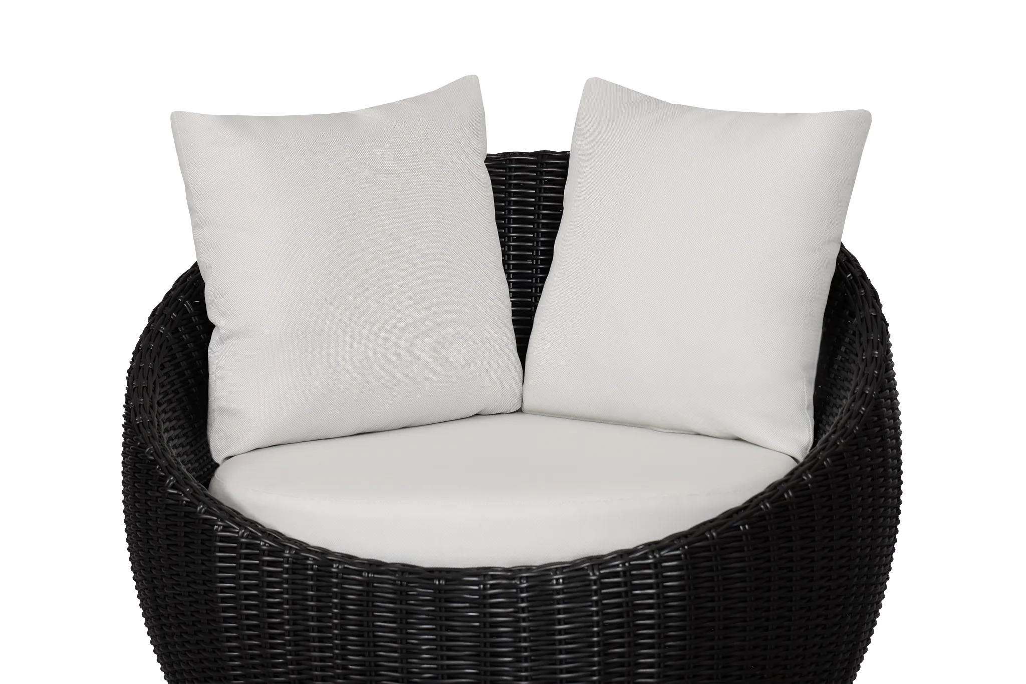 Montecito Black Curved Swivel Chair With Light Beige Cushions