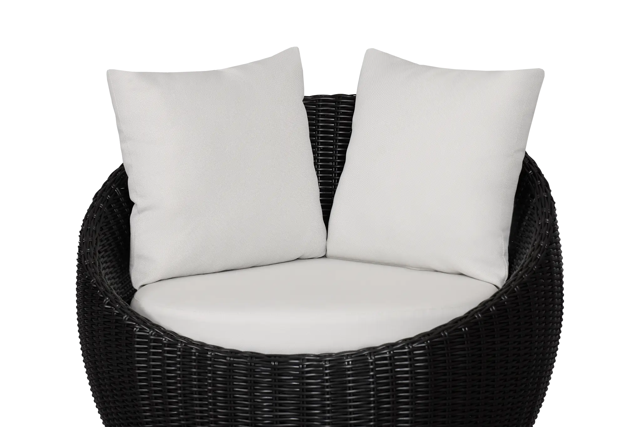 Montecito Black Curved Swivel Chair With Light Beige Cushions Montecito Black Curved Swivel Chair With Light Beige Cushions