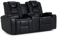 Troy Black Micro Power Reclining Console Loveseat