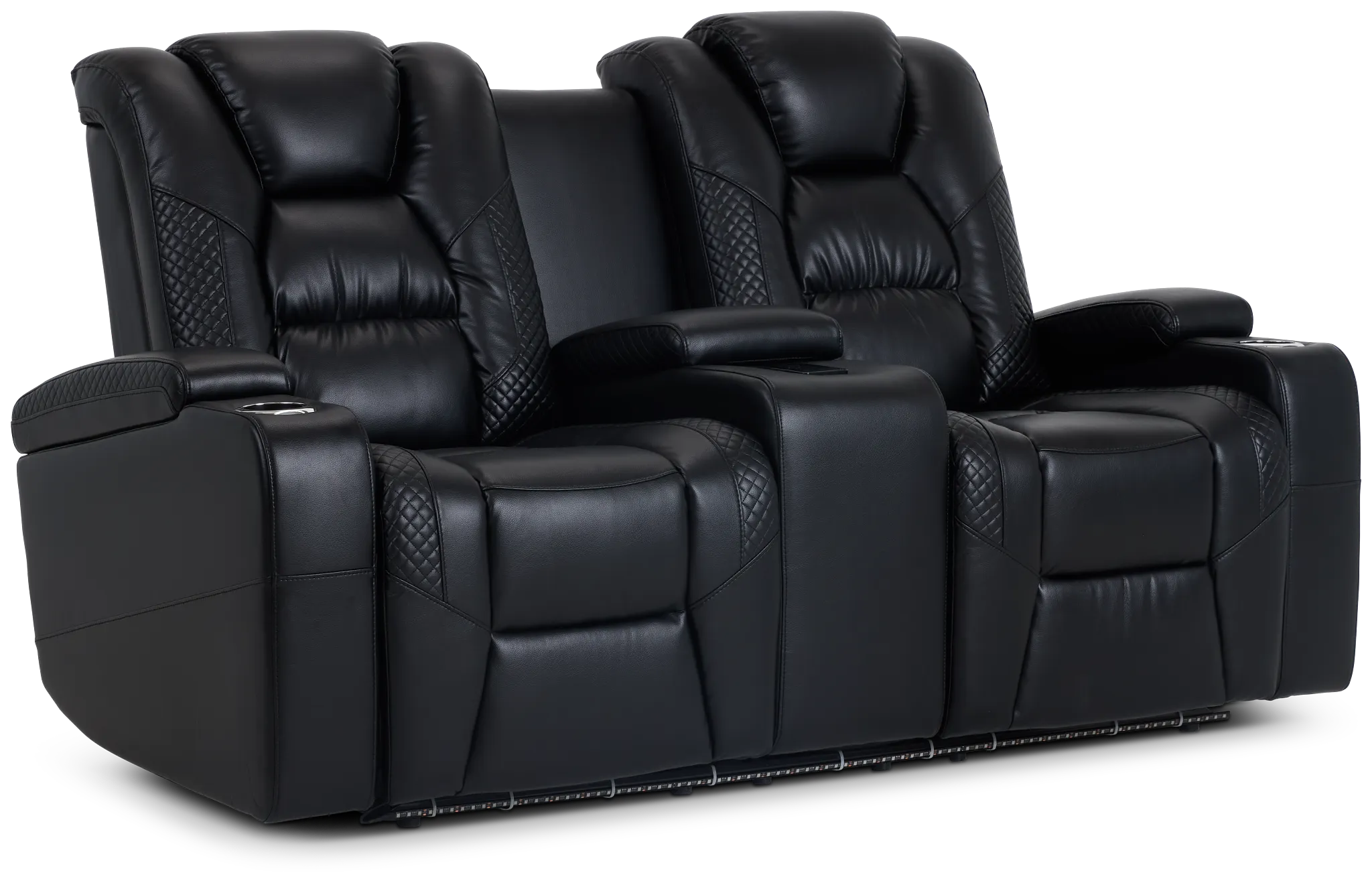 Troy Black Micro Power Reclining Console Loveseat