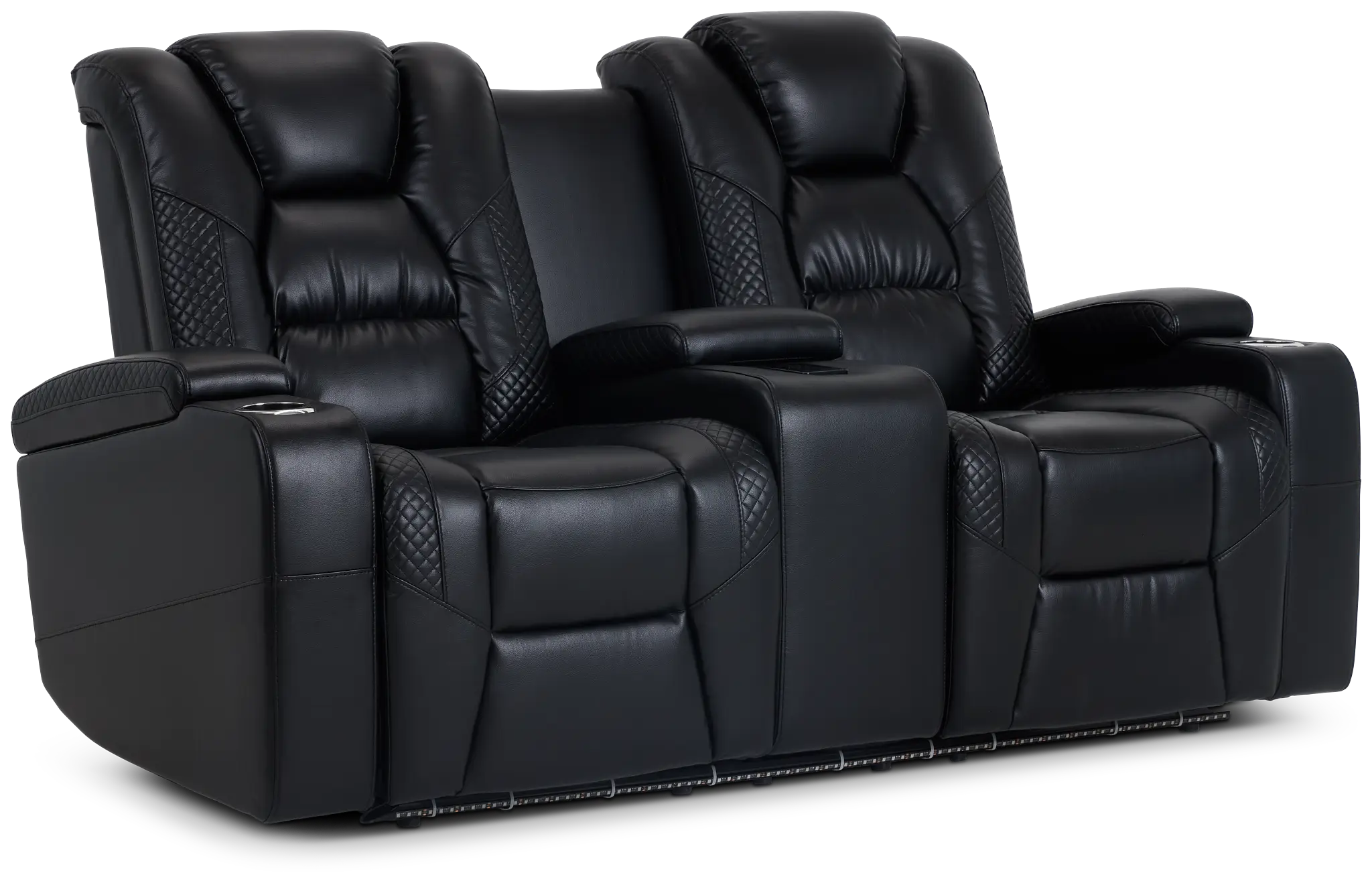 Troy Black Micro Power Reclining Console Loveseat Troy Black Micro Power Reclining Console Loveseat