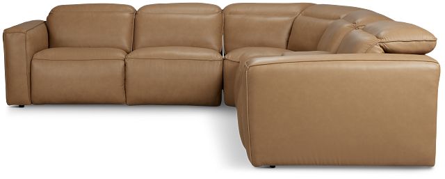 Ryland Brown Lthr/vinyl Medium Triple Power 2-arm Sectional