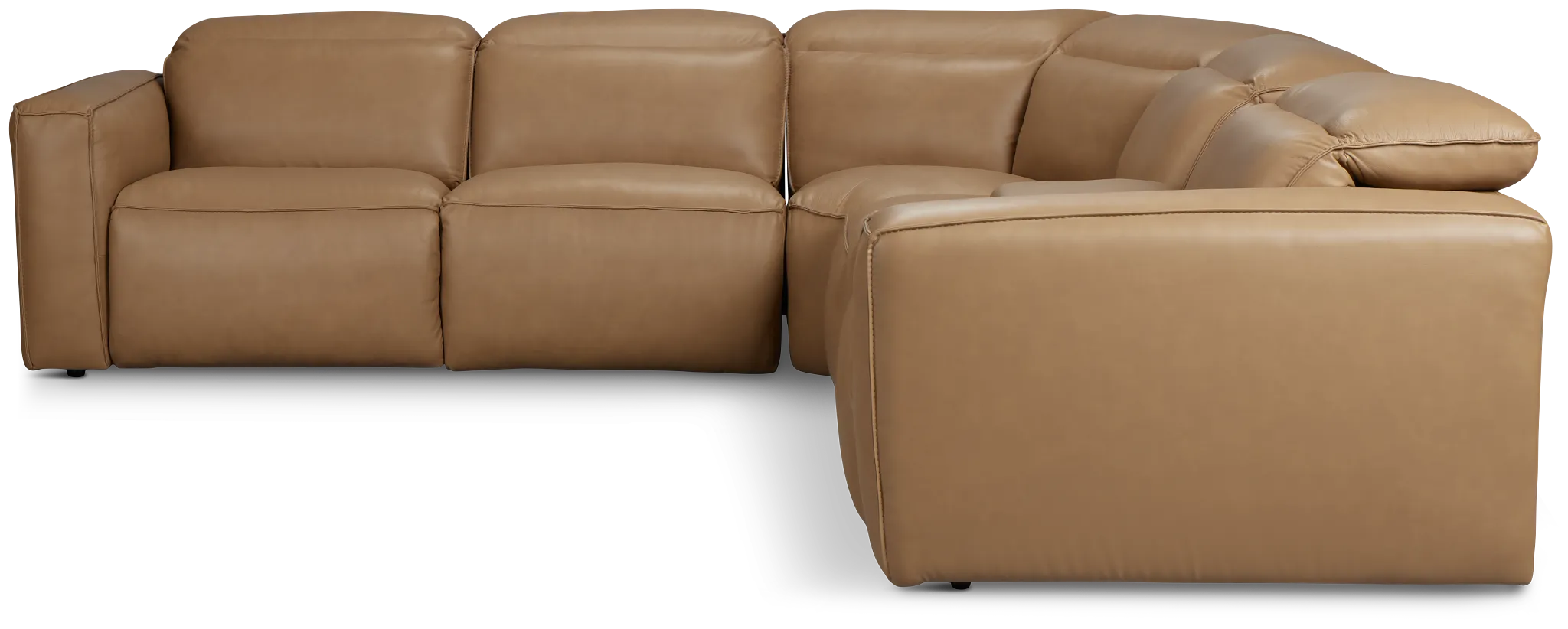 Ryland Brown Lthr/vinyl Medium Triple Power 2-arm Sectional