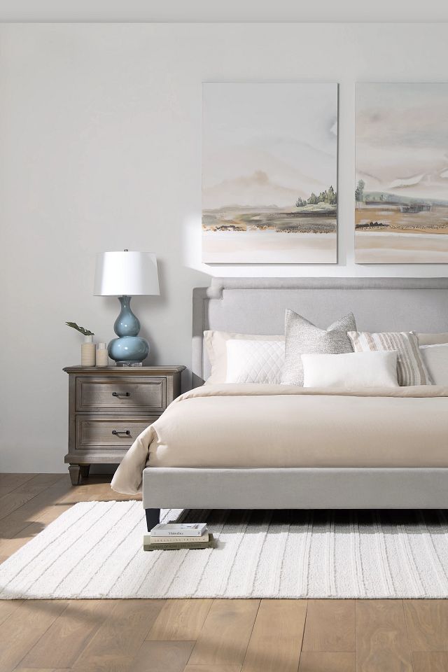 Whitney Light Gray Uph Platform Bed