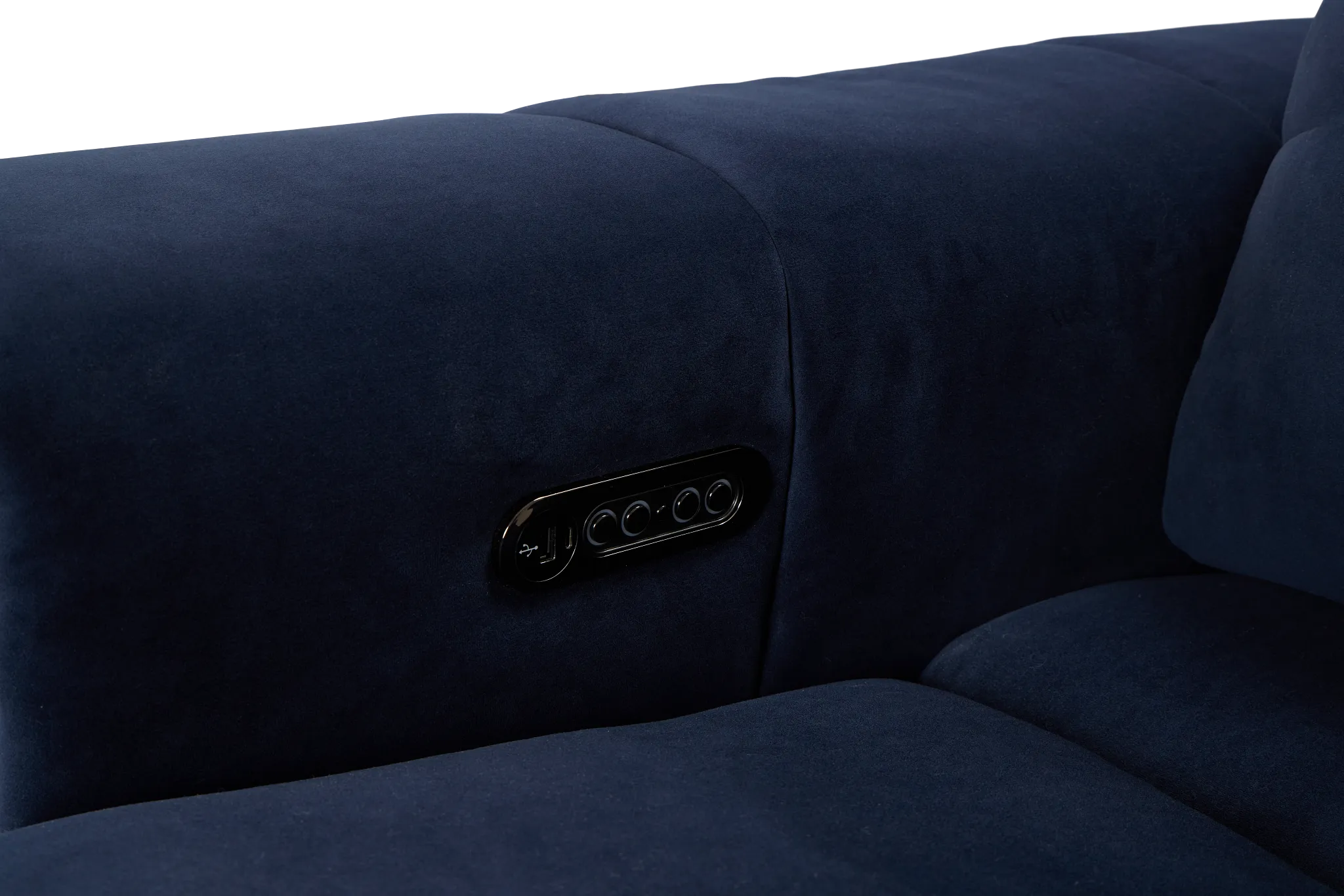 Gemma Navy Velvet Large Right Chaise Power Reclining Sectional