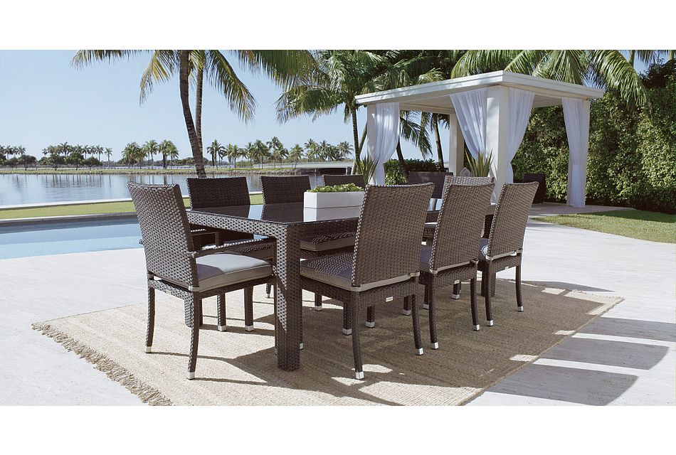 Zen Gray 84 Rectangular Table 4 Chairs Outdoor Dining Sets City Furniture