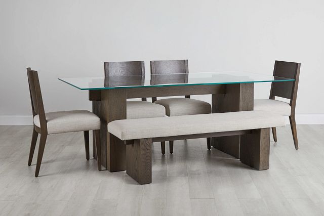 glass table with bench