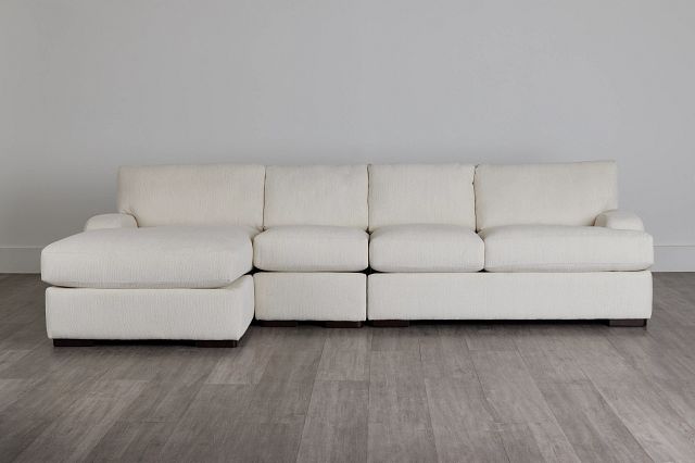 Alpha White Fabric Small Left Chaise Sectional (0)