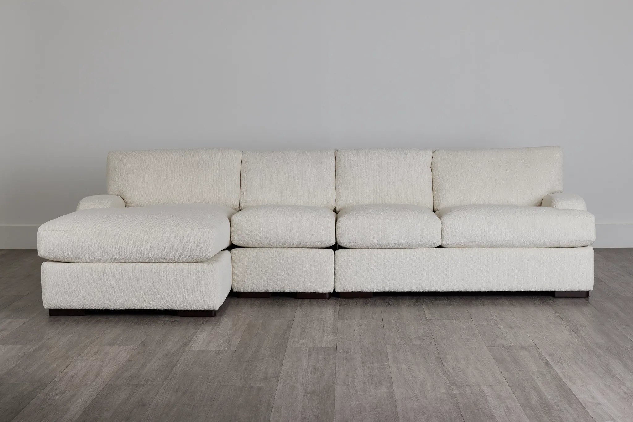 Alpha White Fabric Small Left Chaise Sectional
