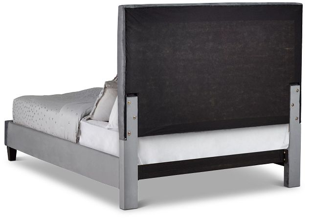 Collin Dark Gray Velvet Platform Bed