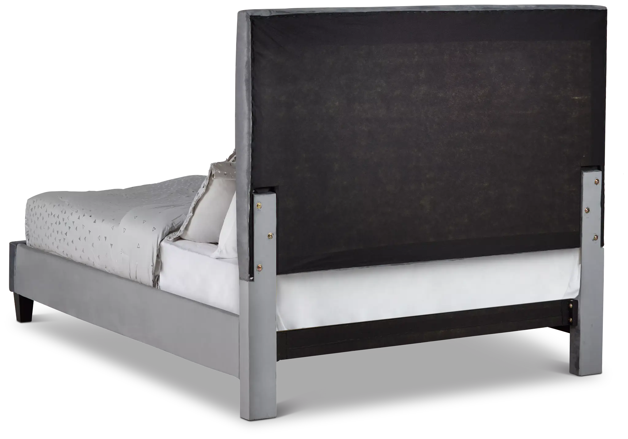 Collin Dark Gray Velvet Platform Bed Collin Dark Gray Velvet Platform Bed