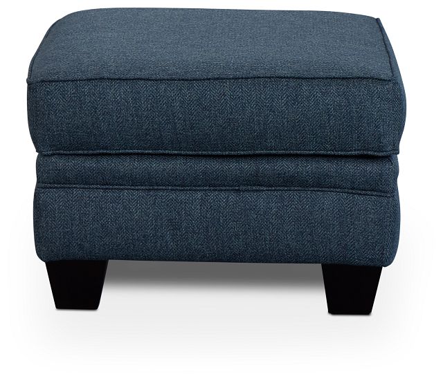 Avery Dark Blue Fabric Ottoman