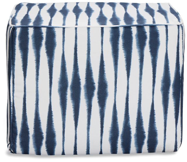 Salix Navy Fabric Accent Pouf