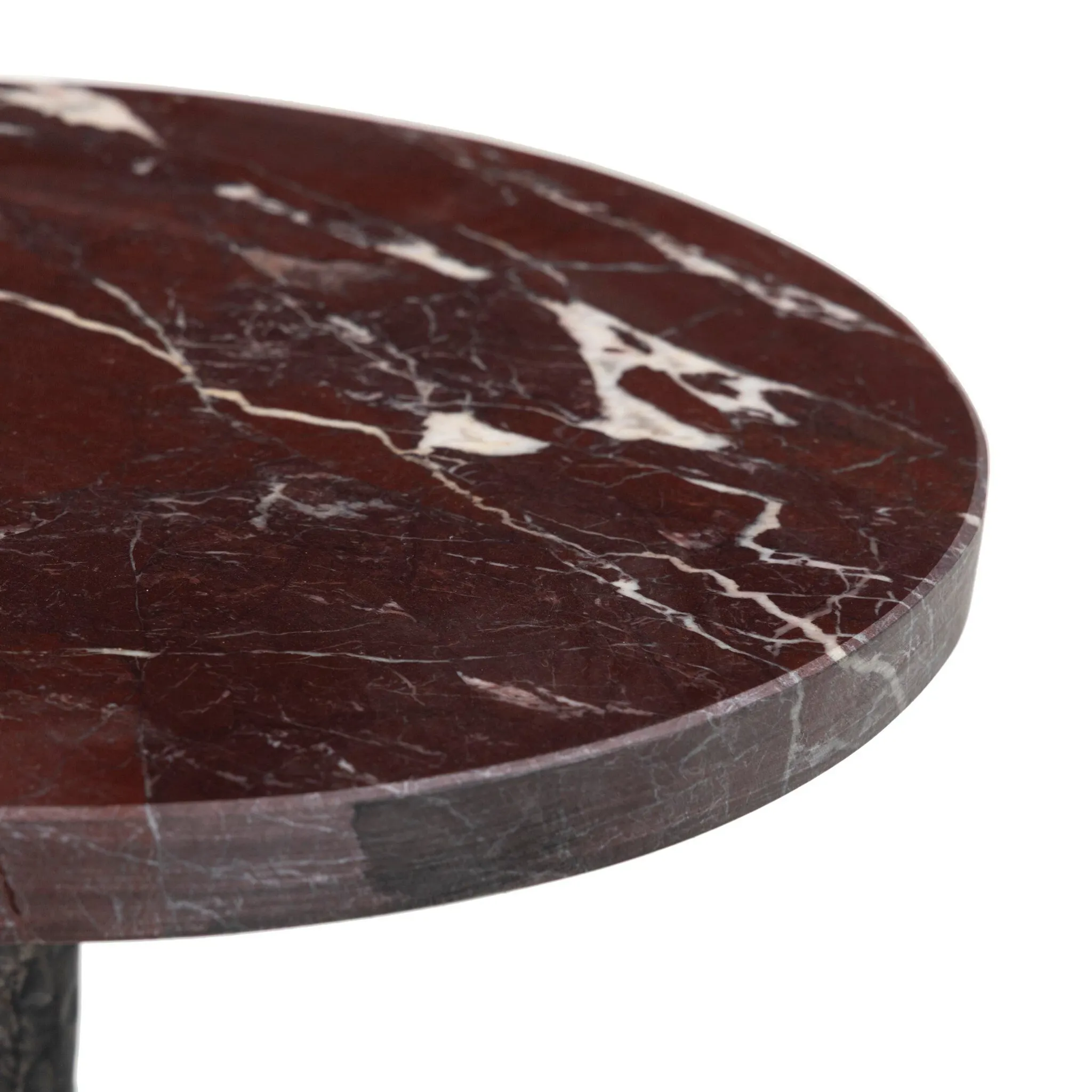 Mario Red Marble Round Accent Table