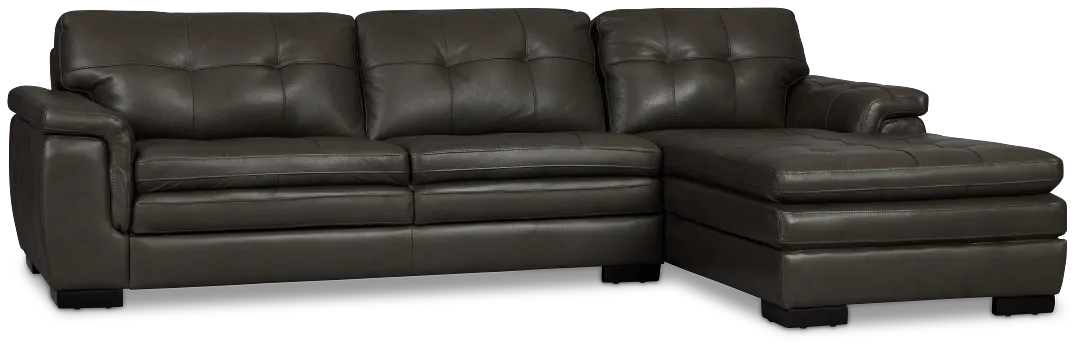 Braden Dark Gray Leather Left Chaise Sectional