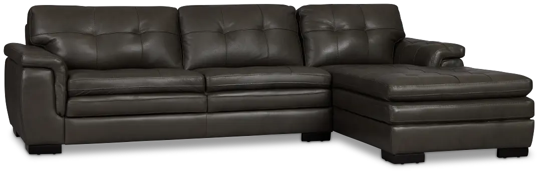 Braden Dark Gray Leather Left Chaise Sectional Braden Dark Gray Leather Left Chaise Sectional