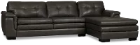 Braden Dark Gray Leather Left Chaise Sectional
