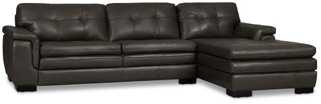 Braden Dark Gray Leather Left Chaise Sectional