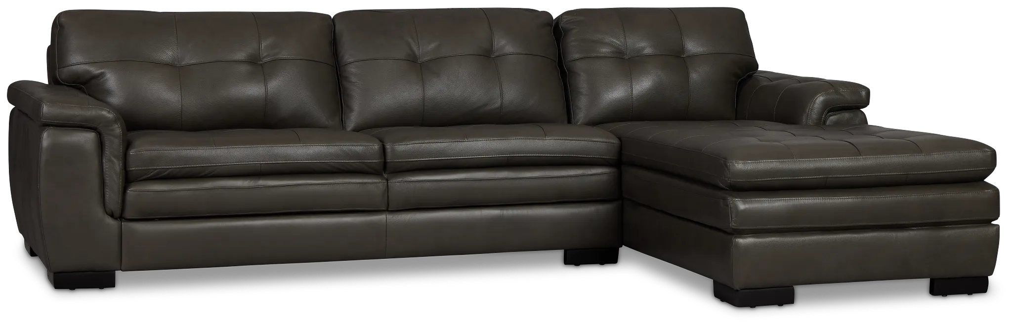 Braden Dark Gray Leather Left Chaise Sectional