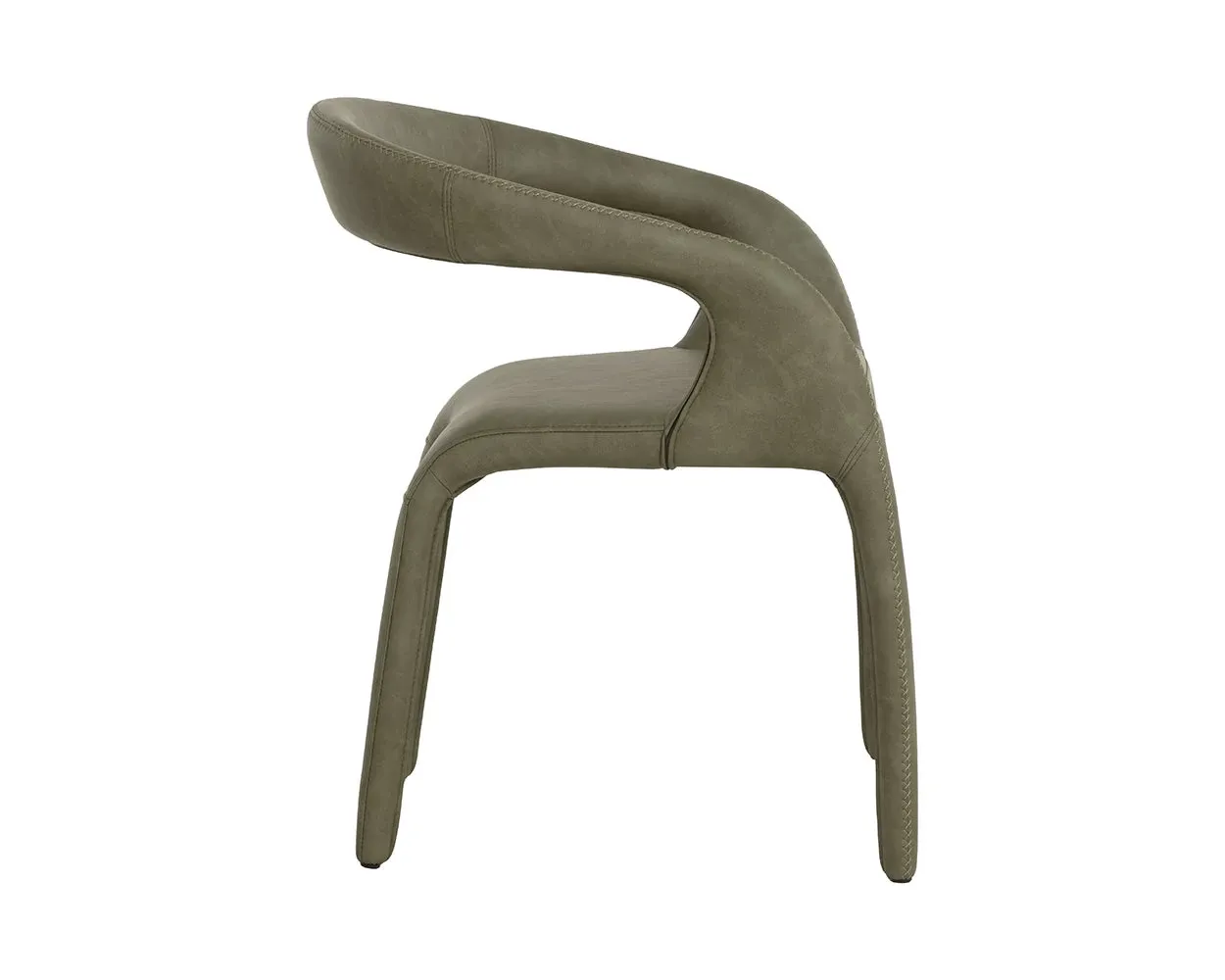 Celly Dark Green Curved Upholstered Arm Chair
