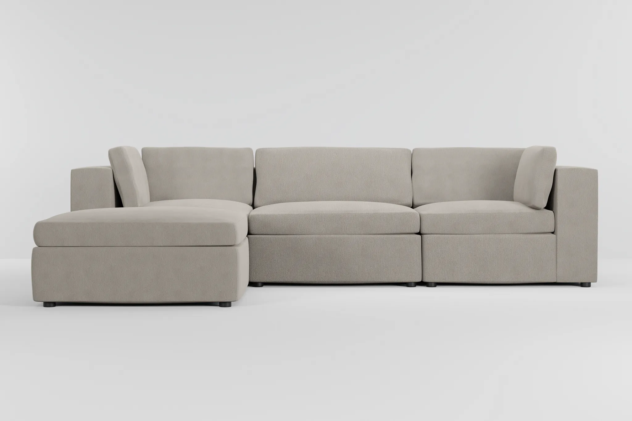 Destin Revenue Beige Fabric 4-piece Bumper Sectional