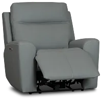 Sterling Blue Lthr/vinyl Power Recliner