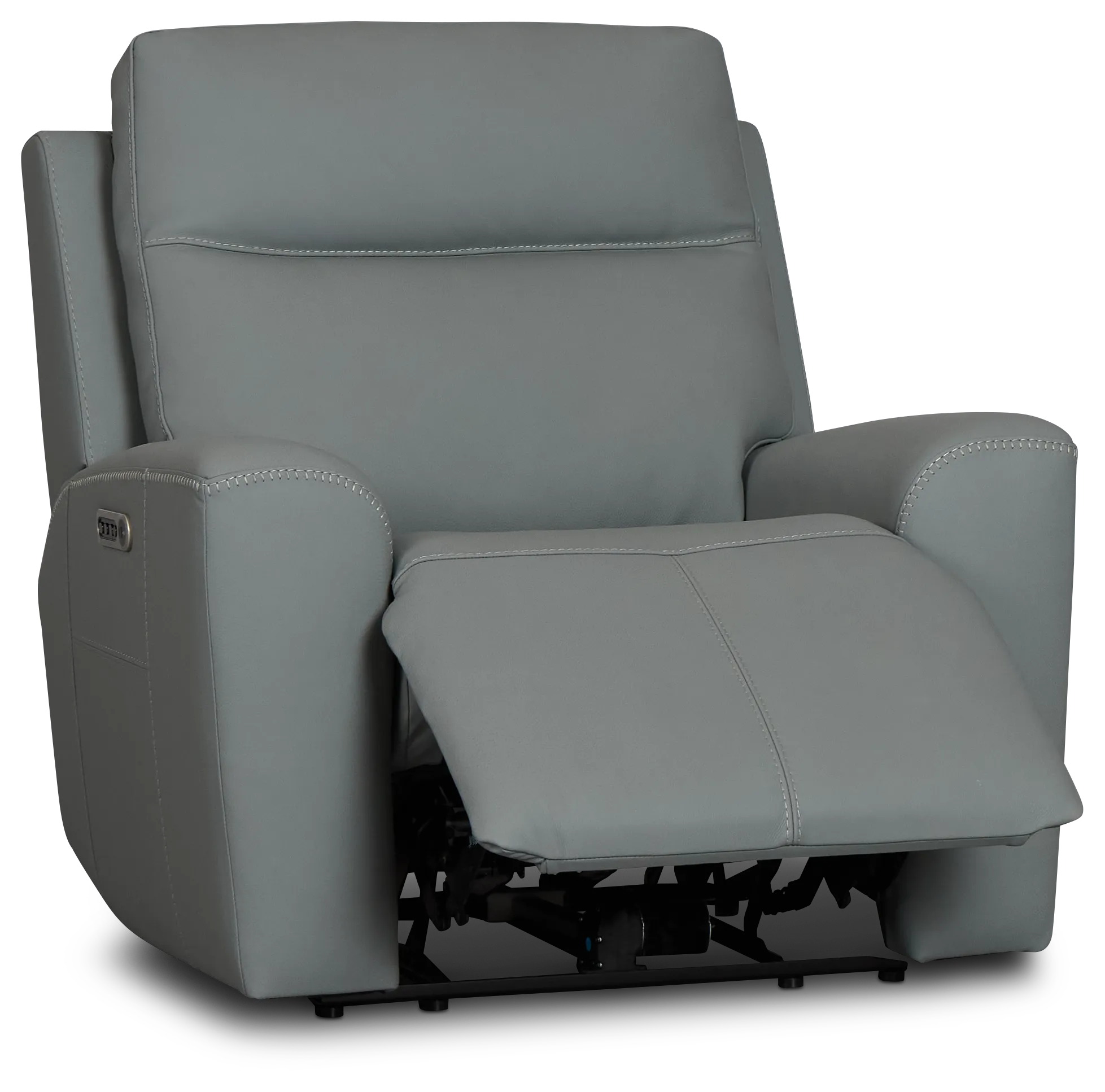 Sterling Blue Lthr/vinyl Power Recliner